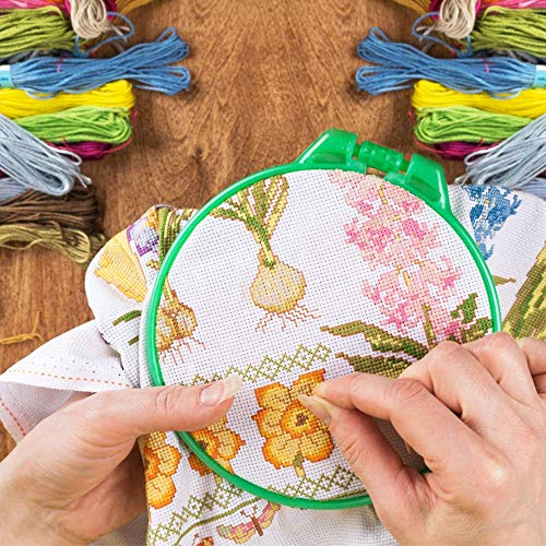 Hilo de Punto de Cruz 100 Tipos de Colores Bordados Hilo de Bordar de Algodón Kit con 10 Tablero Blanco de la Bobina y Aguja para Costura Punto de Cruz, Kit de Herramienta de Punto de Cruz