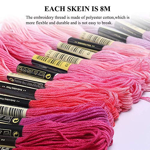 Hilo de Punto de Cruz 100 Tipos de Colores Bordados Hilo de Bordar de Algodón Kit con 10 Tablero Blanco de la Bobina y Aguja para Costura Punto de Cruz, Kit de Herramienta de Punto de Cruz