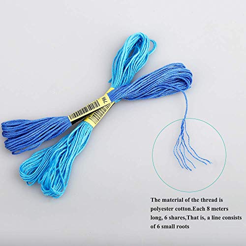 Hilo de Punto de Cruz 100 Tipos de Colores Bordados Hilo de Bordar de Algodón Kit con 10 Tablero Blanco de la Bobina y Aguja para Costura Punto de Cruz, Kit de Herramienta de Punto de Cruz