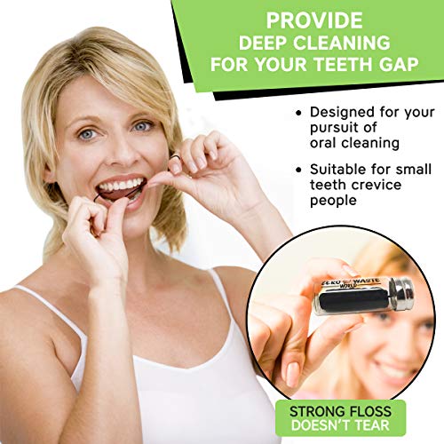 Hilo Dental de Carbón de Bambú Natural Ecológico - Hilo, Biodegradable con Cera Vegana, Menta y Botella de Vidrio Reusable, 90 m de Largo por ZERO WASTE WORLD (multipack)