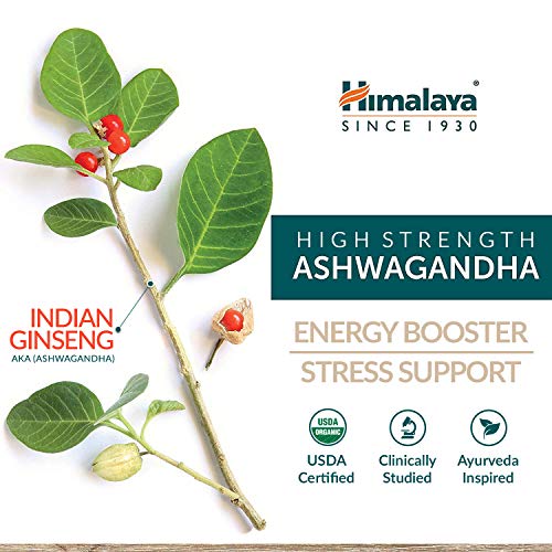 Himalaya High Strength Ashwanghanda (Ginseng Indio), Aprobado por USDA | Producto natural para el Estrés y la Energía | 4,630mg de Ashwagandha en Polvo, 60 Cápsulas | Para 2 Meses