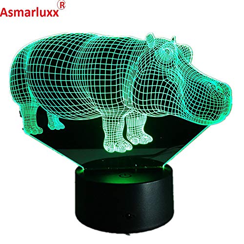 Hipopótamo Luces táctiles Coloridas Novedad Ambiente Lámpara de Mesa Luz de Noche Fiesta Regalo de cumpleaños