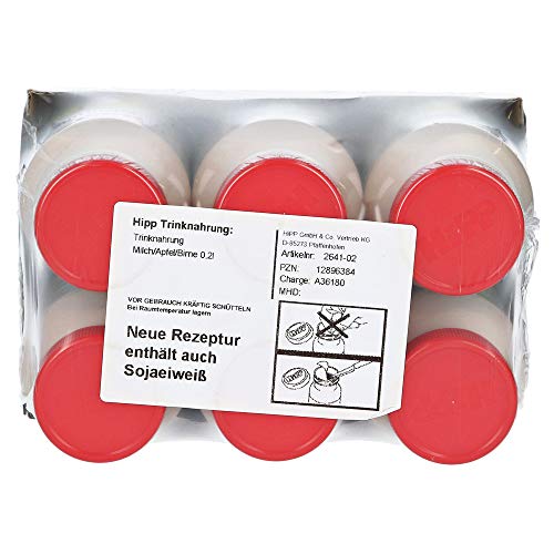 HIPP - Comida para beber leche, manzana y pera normocalorífica 6 x 200 ml