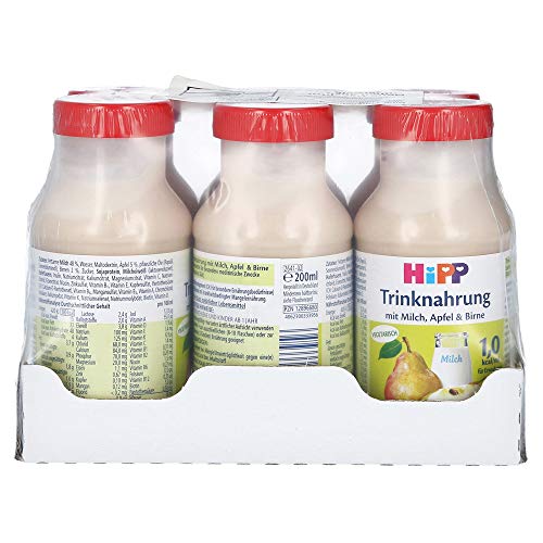 HIPP - Comida para beber leche, manzana y pera normocalorífica 6 x 200 ml