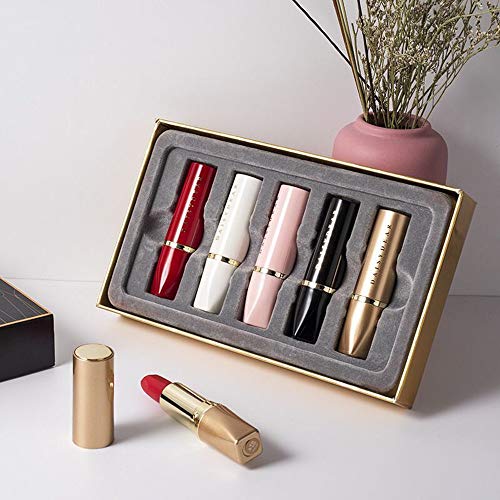 HIROCK Lápiz labial set 5 lápices labiales mate duradero hidratante antiadherente lápiz labial regalo de lápiz labial para novia (5 sticks)