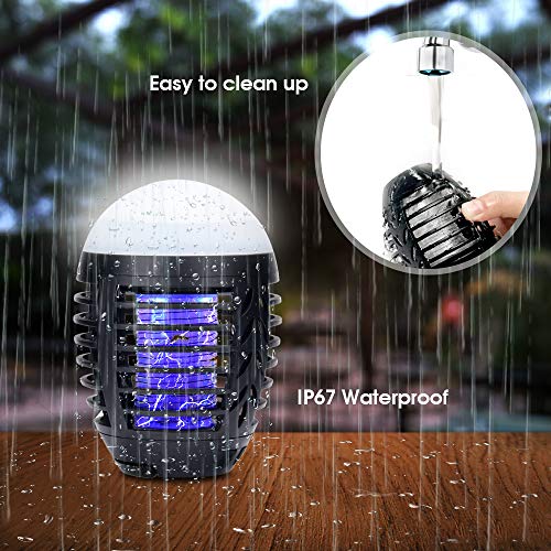 Hisome Lámpara Antimosquitos, Lámpara Camping Antimosquitos, Lámpara de Asesino del Larvas Mosquito al Aire Libre Portátil 2 en 1 Noche Lámpara LED Zapper Mosquito Recargable Impermeable para Acampar