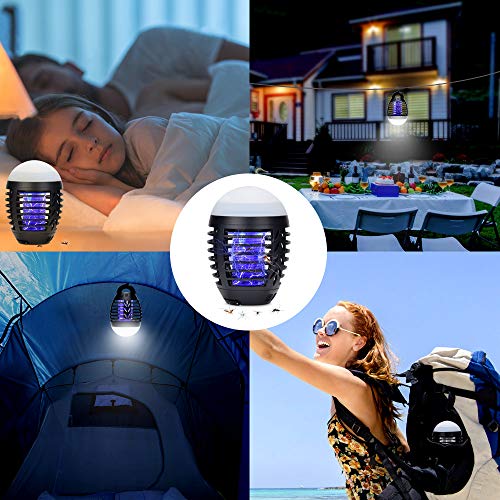 Hisome Lámpara Antimosquitos, Lámpara Camping Antimosquitos, Lámpara de Asesino del Larvas Mosquito al Aire Libre Portátil 2 en 1 Noche Lámpara LED Zapper Mosquito Recargable Impermeable para Acampar