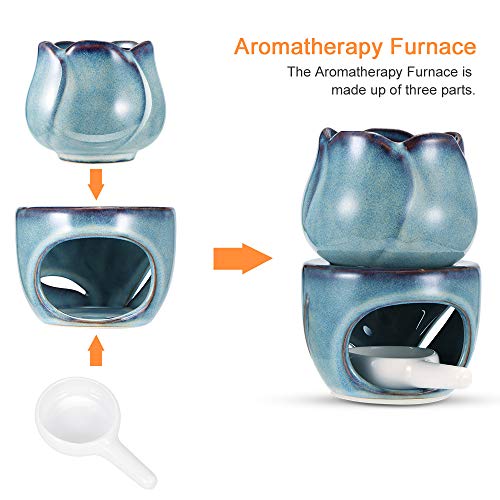 HITECHLIFE Quemadores De Aceites Esenciales 180 Ml, Cera De Cerámica Para Derretir Velas De Aromaterapia, Difusor Perfumado, Fragancia Para El Hogar, Luz De Té, Decoración De Regalo (azul)