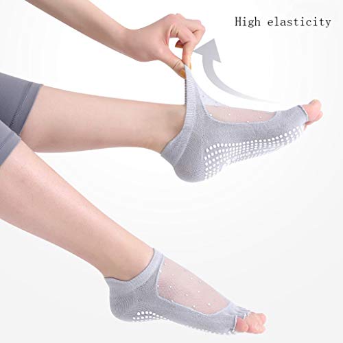 Hkwshop Los Calcetines de Yoga con apretones, Hospital Zapatilla Calcetines, Pilates, Barre, Bikram Aptitud Calcetines for la Mujer (2pack) (Color : B)