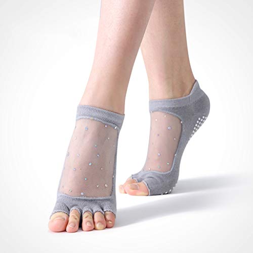 Hkwshop Los Calcetines de Yoga con apretones, Hospital Zapatilla Calcetines, Pilates, Barre, Bikram Aptitud Calcetines for la Mujer (2pack) (Color : B)
