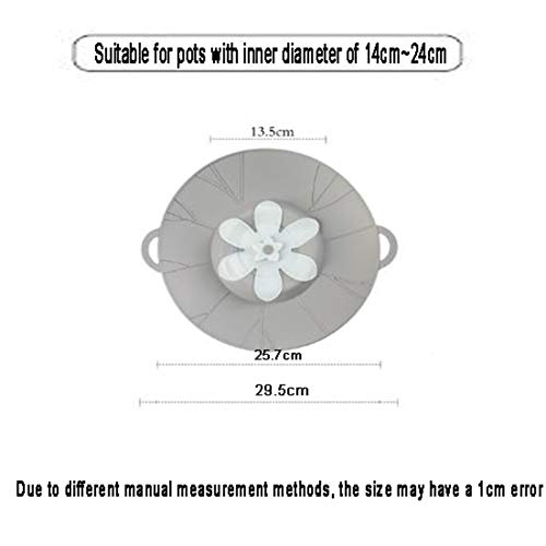 HLLXX Tapa Universal, Tapa Antisalpicaduras, Tapa Flor, Vaporera Silicona, Resistente al Calor, Diámetro 25.7 cm, para Las Ollas Guisadogray