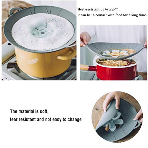 HLLXX Tapa Universal, Tapa Antisalpicaduras, Tapa Flor, Vaporera Silicona, Resistente al Calor, Diámetro 25.7 cm, para Las Ollas Guisadogray