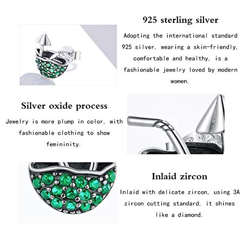 HMMJ Pendientes de Coco de Plata con Incrustaciones de Damas S925 Circonitas Leisurely