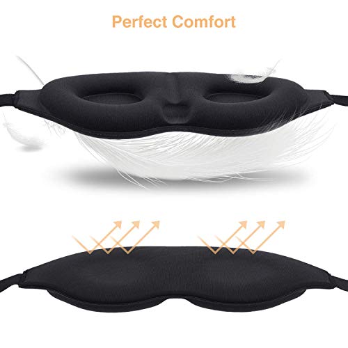 HOCOSY Antifaz para Dormir con Tapones oidos dormir y Clip Nasal Anti-Ronquidos, Mascara Dormir para niños/hombres/mujeres, Diseño 3D, 100% Opaco Negro, Adecuado para Viajes y Oficina