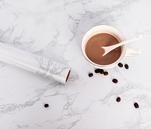 Hode Papel Adhesivo para Muebles Marmol Papel Mármol Vinilo Decoracion Papel Pintado Cocina Autoadhesivo Gris Blanco 45X200cm