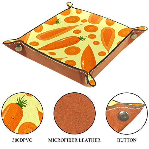 Hohohaha - Bandeja para joyas de zanahoria, piel sintética, para hombres y mujeres, para guardar llaves, monedas, teléfonos, joyas, etc., Multi01, 20.5x20.5cm