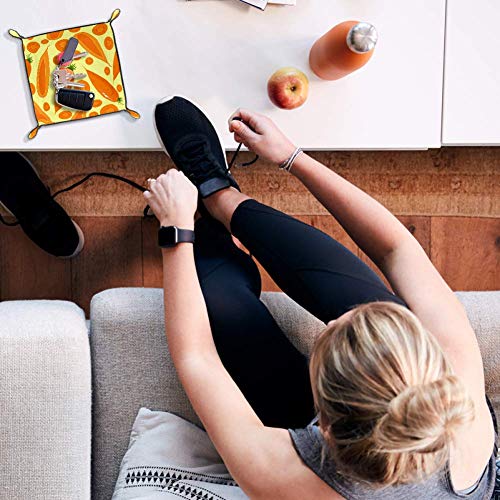 Hohohaha - Bandeja para joyas de zanahoria, piel sintética, para hombres y mujeres, para guardar llaves, monedas, teléfonos, joyas, etc., Multi01, 20.5x20.5cm