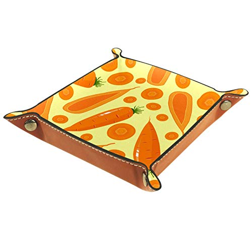 Hohohaha - Bandeja para joyas de zanahoria, piel sintética, para hombres y mujeres, para guardar llaves, monedas, teléfonos, joyas, etc., Multi01, 20.5x20.5cm