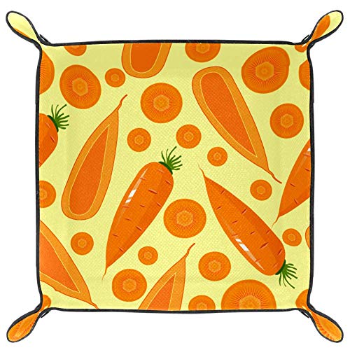 Hohohaha - Bandeja para joyas de zanahoria, piel sintética, para hombres y mujeres, para guardar llaves, monedas, teléfonos, joyas, etc., Multi01, 20.5x20.5cm
