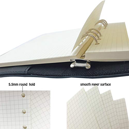 Hojas de Recambio ZKSM Papel de Recambio A5 con 6 Anillas, Papel de cuadros 135 Hojas/270páginas para Agenda Filofax Bullet, Objetivos(8.26x5.59 Pulgada)