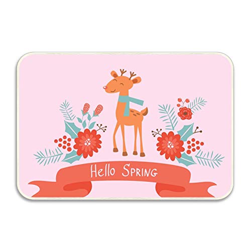 Hola Ciervos Puerta de la puerta delantera Gran entrada interior al aire libre Felpudo Alfombras de la puerta de perfil bajo Elegante garaje Patio Rascador de nieve Felpudos delanteros 15.7 "X 23.5"