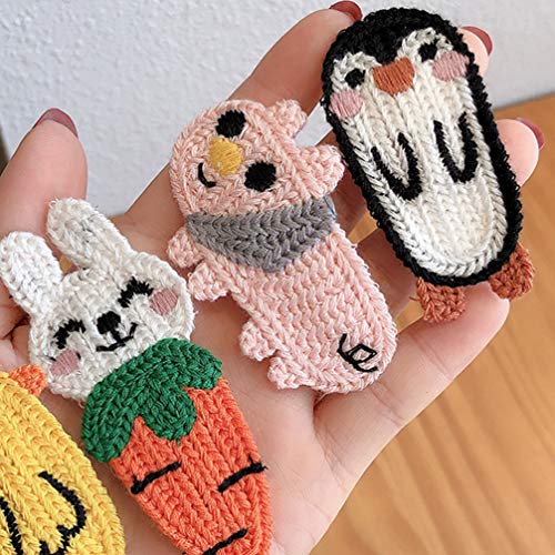 Holibanna 3 Piezas Pinzas para El Pelo de Animales Horquillas de Lana Tejidas para Niños Horquillas Zanahoria Conejito Pingüino Gato Dibujos Animados Pasador para Mujeres Niñas Accesorios