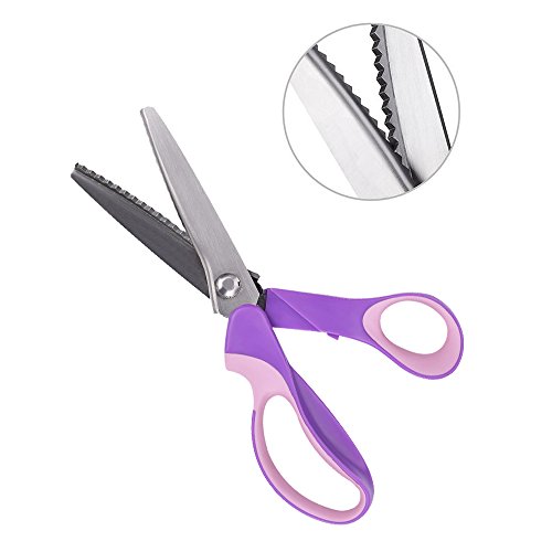 hollylife Tijera Dentada Costura 5 mm de Acero Inoxidable, Corte en Zig Zag, Tijeras Profesionales de Corte Confección Costura 9.2"