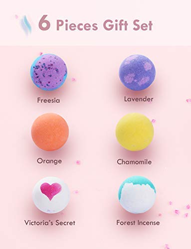 Homasy Bombas de Baño, Set de Regalo de Bomba de Baño de 12 Piezas con Aceites Esenciales Naturales, Manteca de Karité, Sal Marina, Efervescentes (6 Piezas)