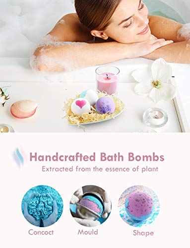 Homasy Bombas de Baño, Set de Regalo de Bomba de Baño de 12 Piezas con Aceites Esenciales Naturales, Manteca de Karité, Sal Marina, Efervescentes (6 Piezas)