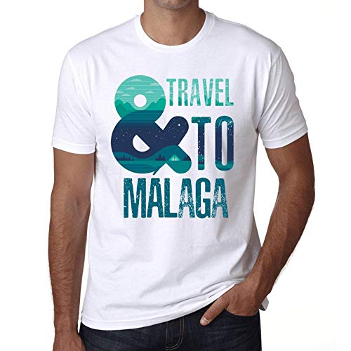 Hombre Camiseta Vintage T-Shirt Gráfico and Travel To MÁLAGA Blanco
