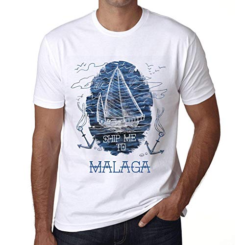 Hombre Camiseta Vintage T-Shirt Gráfico Ship Me To Malaga Blanco