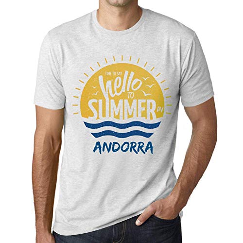 Hombre Camiseta Vintage T-Shirt Gráfico Time To Say Hello To Summer In Andorra Blanco Moteado