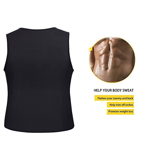Hombres Chaleco de Entrenador de Cintura Caliente Neopreno Corsé Cremallera Sudor de Compresión Adelgazante Sauna Tank Top Camisa Quemador Body Shaper