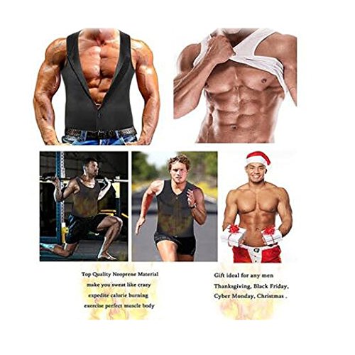 Hombres Chaleco de Entrenador de Cintura Caliente Neopreno Corsé Cremallera Sudor de Compresión Adelgazante Sauna Tank Top Camisa Quemador Body Shaper