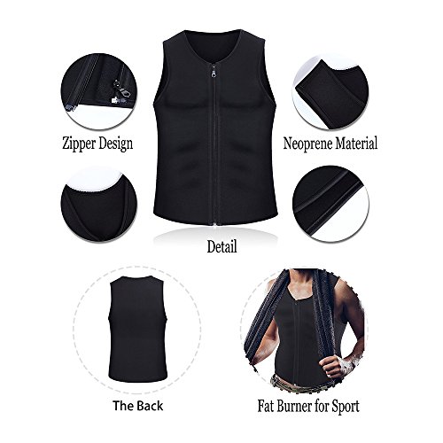 Hombres Chaleco de Entrenador de Cintura Caliente Neopreno Corsé Cremallera Sudor de Compresión Adelgazante Sauna Tank Top Camisa Quemador Body Shaper