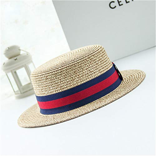 Hombres Sombrero de Paja Vestido de Hombre Sombrero de Paja Braid Boater Campaña Peluquería Cuarteto Sombrero de Paja para el Verano en la Playa o en Vacaciones (Color : Beige, tamaño : Un tamaño)