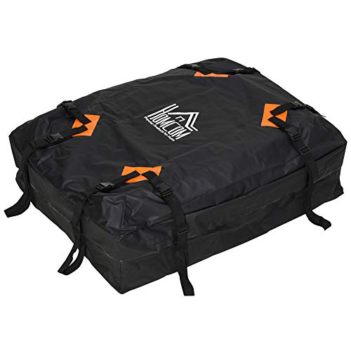 HOMCOM Cofre Bolsa de Techo Impermeable Plegable Baca de Coche con Tejido Resistente Portátil para Largo Viaje Capacidad 424 litros Carga 80 kg 114x87x45 cm Negro