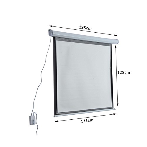 HOMCOM Pantalla del Proyector Eléctrica Portátil Universal Pantalla para Proyección Motorizada 84" 4:3 con Control Remoto Cine en Casa Presentaciones Colgada de Pared