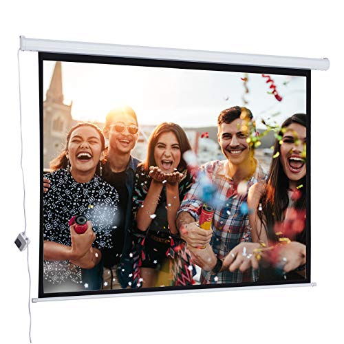 HOMCOM Pantalla del Proyector Eléctrica Portátil Universal Pantalla para Proyección Motorizada 84" 4:3 con Control Remoto Cine en Casa Presentaciones Colgada de Pared