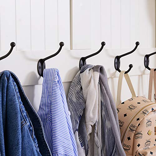 HOMCOM Perchero con Banco Conjunto de Pasillo Mueble Recibidor 5 Ganchos Espacio de Almacenaje 96x34x179.7cm Blanco