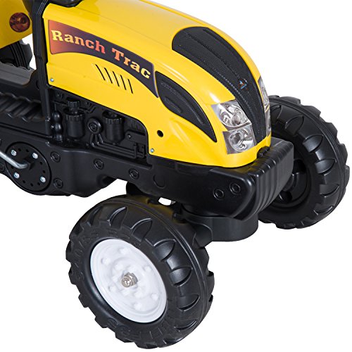 HOMCOM Tractor Pedal con Remolque para Niños 3-6 Años Juguete de Montar Coche de Pedales Carga 35kg 123x42x51cm Acero y Plástico