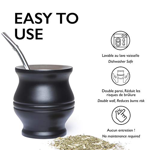 home & folksTM – Calabaza para mate con Bombilla – Kit Completo para Preparar Yerba Mate Tradicional – Innovación Antiquemaduras y Fácil de Limpiar