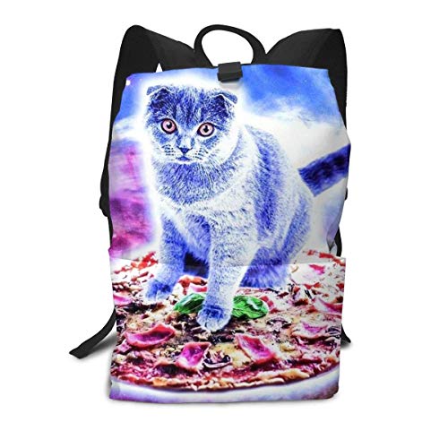 Homebe Galaxy Cat Pizza Ride On Riding Mochila,Mochila Unisex, Mochilas y Bolsas School Travel Hiking Small Mini Gym Teen Little Girls Youth Kid Women Men Printed Patterned Themed Bookbags