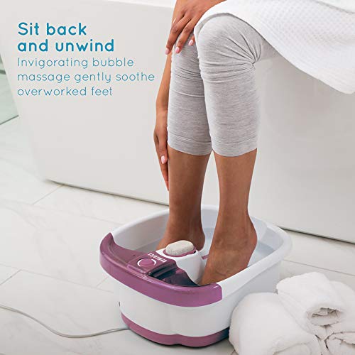 HoMedics Bubblemate Baño de Pies Hidromasajeador, Burbujas Masajeantes relajantes, Exfoliación con Piedra Pómez Integrada para Pedicura, Estimula la Circulación Sanguínea