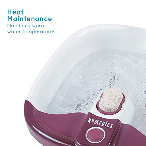 HoMedics Bubblemate Baño de Pies Hidromasajeador, Burbujas Masajeantes relajantes, Exfoliación con Piedra Pómez Integrada para Pedicura, Estimula la Circulación Sanguínea