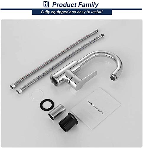 Homelody Grifo de Cocina 360° Giratorio Burbujeado extraíble Grifería fregadero monomando para cocina, baño o retrete Agua Fría y Caliente Cromado