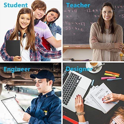 HOMESTEC Cuaderno Inteligente Reutilizable | Tamaño A5 (148x210) | Hojas borrables y adaptadas para escaneo a PDF mediante APP | Incluye Boli y Marcadores Adhesivos (Negro)