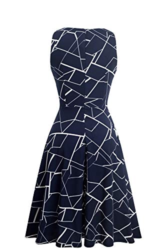 HOMEYEE Vestido de cóctel sin Mangas Bordado de la Vendimia de Las Mujeres UKA079 (EU 38 = Size M, Stripe)