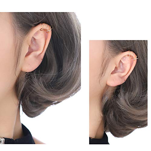 HOMEYU® 925 Sterling Silver Double Ear Cuff y Criss Cross Ear Ear No Tiene Piercing Pendiente de cartílago Falso