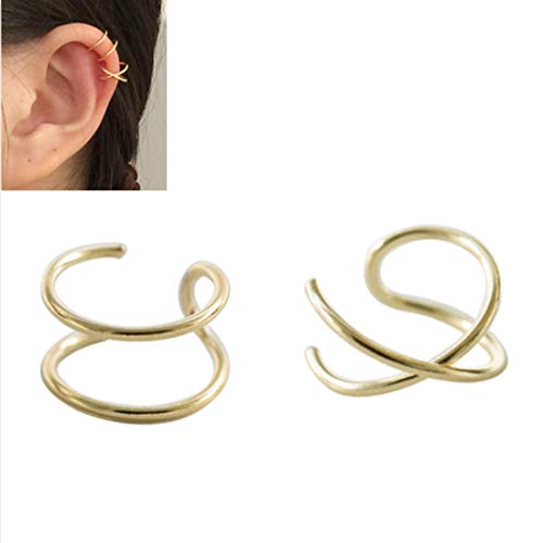 HOMEYU® 925 Sterling Silver Double Ear Cuff y Criss Cross Ear Ear No Tiene Piercing Pendiente de cartílago Falso